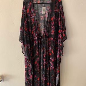 torrid Swim - Black Floral Kimono Coverup torrid Swim - Black Floral Kimono Coverup
